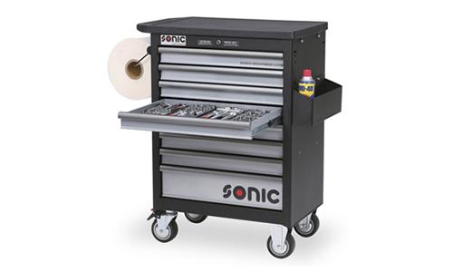 SONIC 721701 8 DRAWERS TROLLEY WITH 217 PCS TOOLS/BLACK