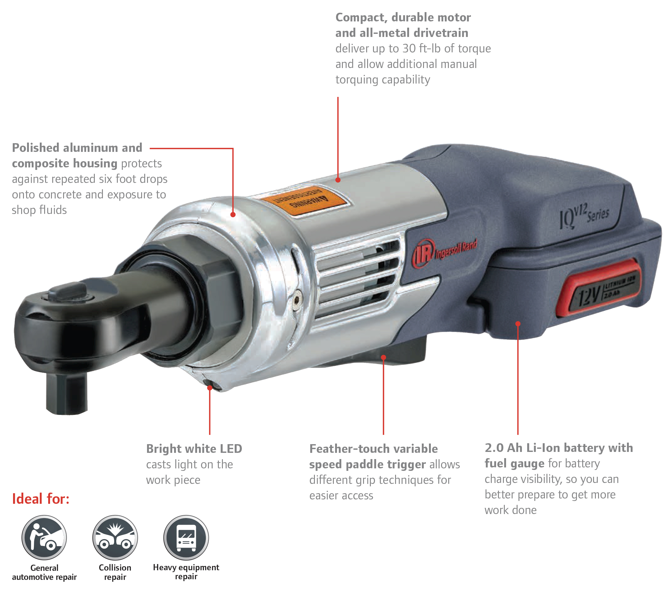 Ingersoll Rand IQ V12 Series Cordless Ratchet Wrench
