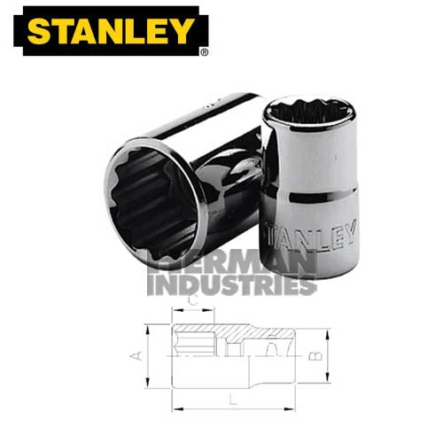 STANLEY Socket Standard 3/8" Drive 12 Point 14 mm Model 86-349-1-23